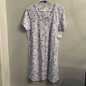 Adonna white nightgown with blue and lavender flowers